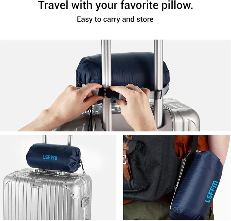 LSFFM Travel & Camping Memory Foam Pillow, Travel Essentials, Hammock Pillows with Double-Layered Pillow Cover, Easy to Clean, Compact Travel Pillows for Sleeping (Grey) - Image 3